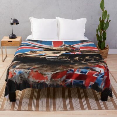 British Bulldog World War 2 Army Tank Throw Blanket