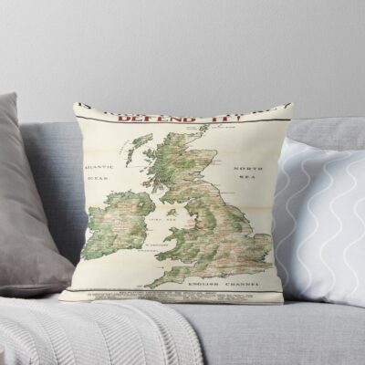 British Army Regimental Military Map Throw Pillow